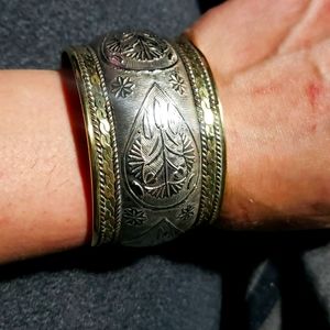 Vintage brass copper silver Tunislan bangle bracelet
